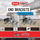 Cattle Rail Railtight End Bracket Round - Pair