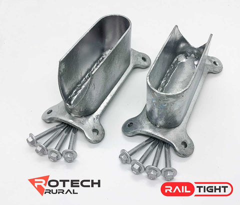 Cattle Rail Railtight End Bracket Round - Pair
