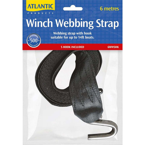 Winch Strap & Stainless Steel Hook 6mtr